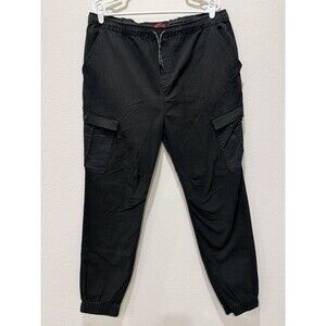 Mecca Men’s Black Cargo Jogger Pants Size XL Elastic Waist Drawstring Cotton